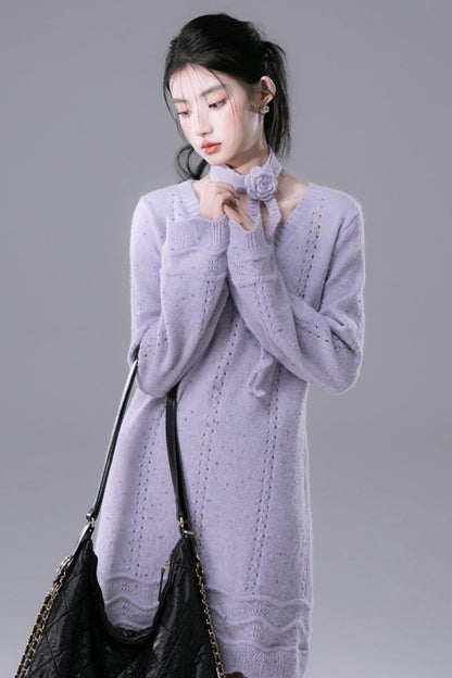 Lilac Woolen Dress and Knitted Sundress