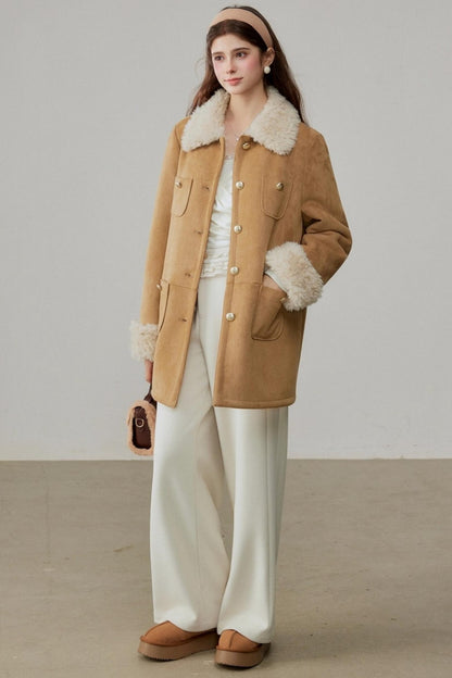 Fur Integrated Suede Winter Jacket