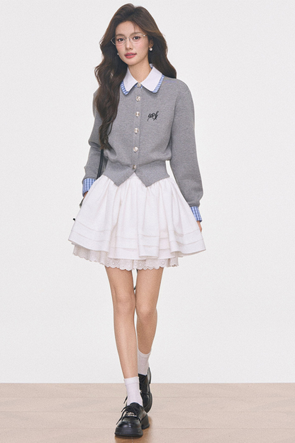 Knitted Cardigan Jacket and Skirt Set-Up