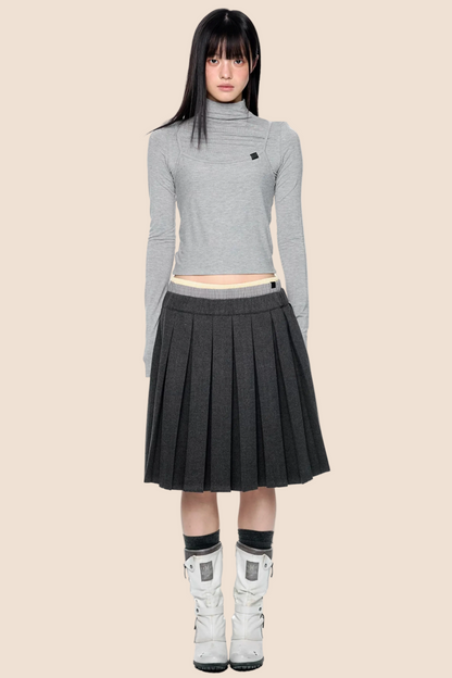 Plaid Patchwork Pleated Skirt