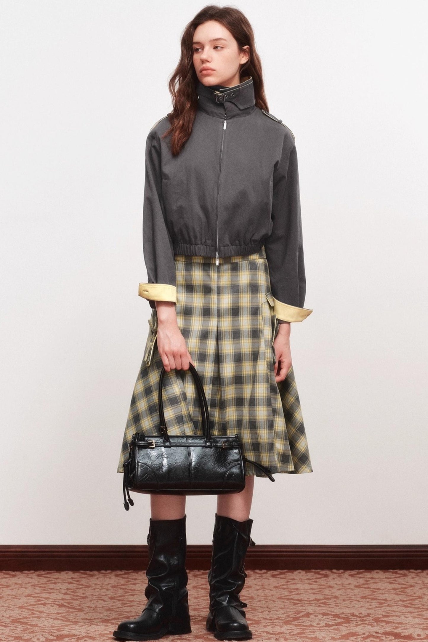 Stand-Up Collar Raglan Zippered Jacket