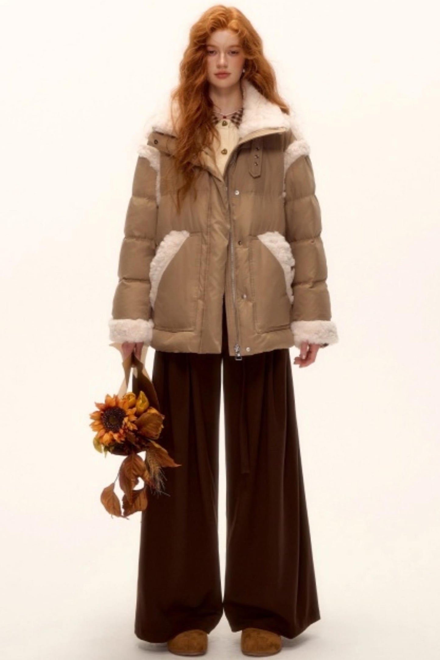 Pleated Retro Wide-Leg Pants