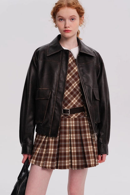 Lapel Leather Jacket