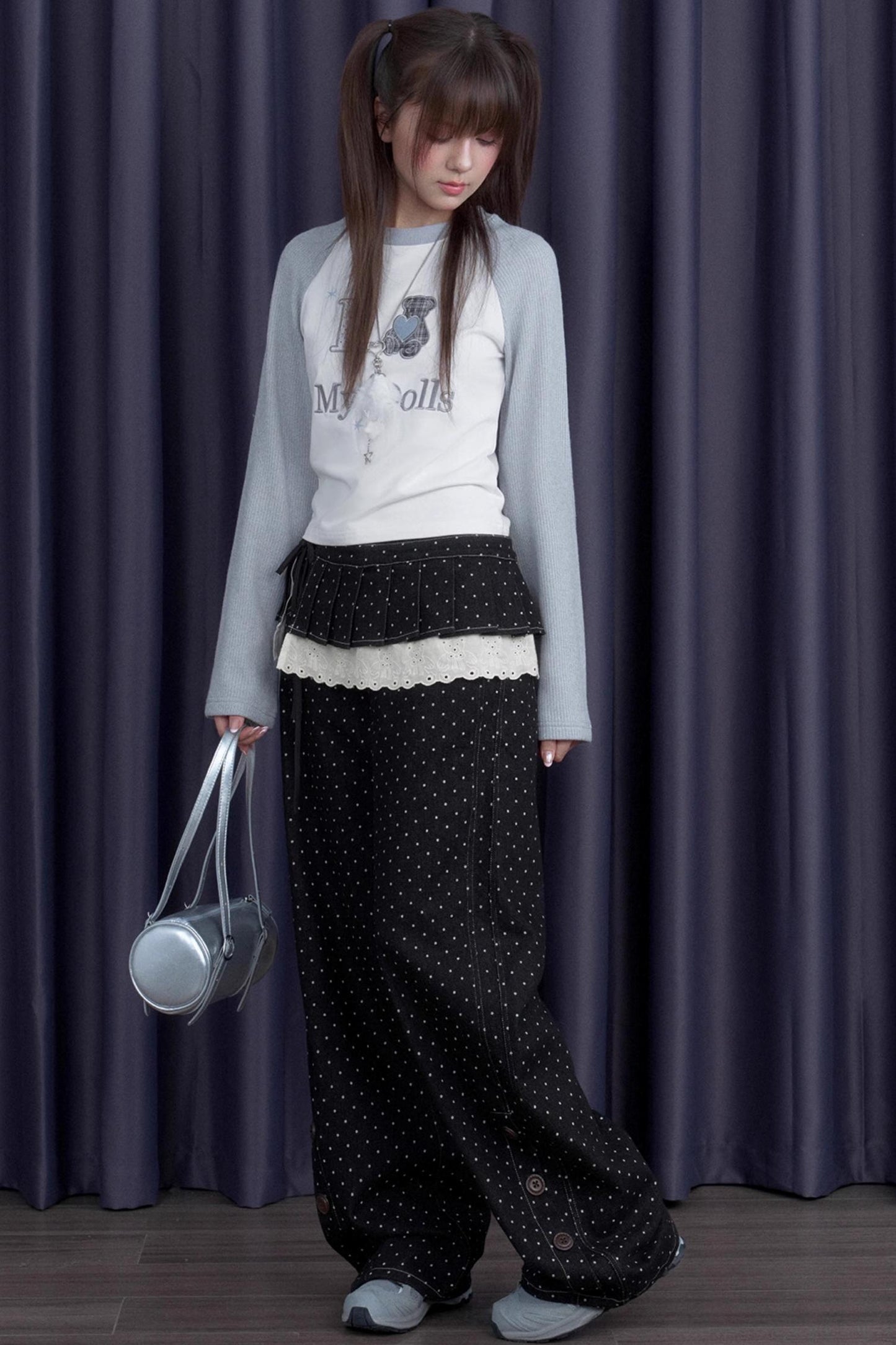 Sweet Patchwork Knitted Raglan T-shirt