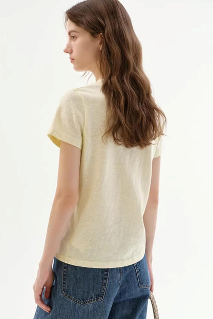 Linen Blend Retro Printed Top