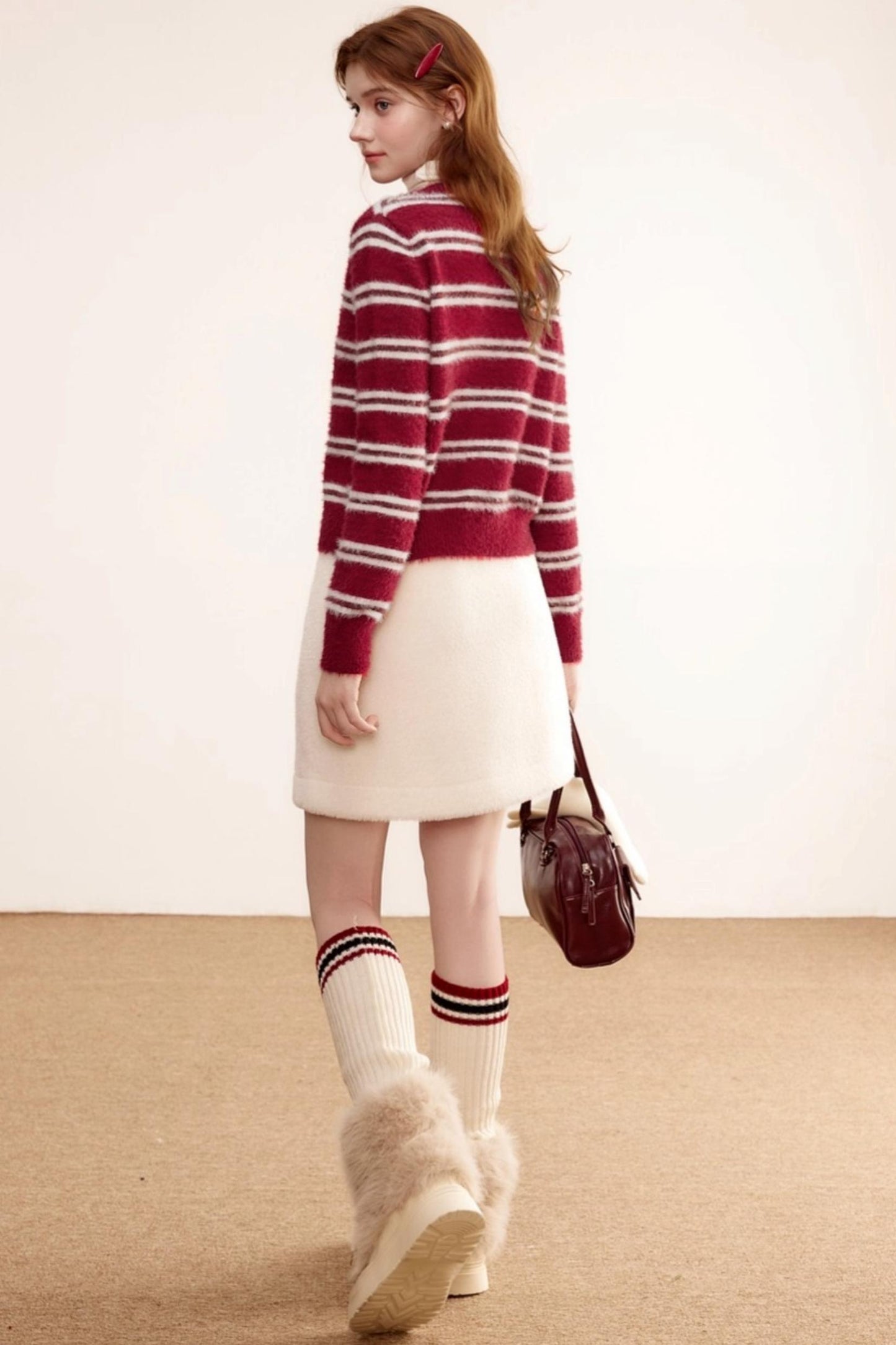 Christmas Red Striped Knitted Cardigan