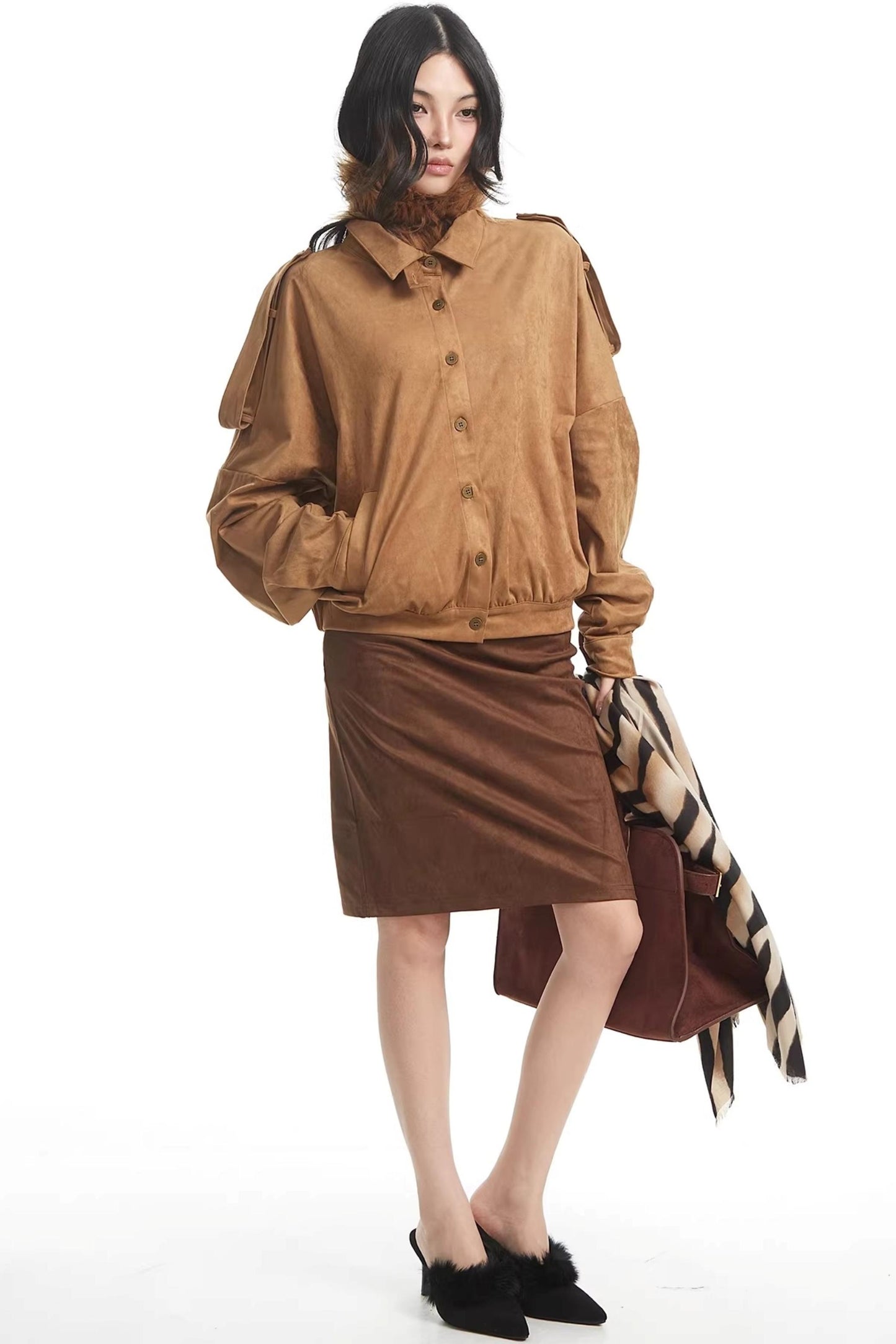 Korean Suede Retro Jacket Set-Up