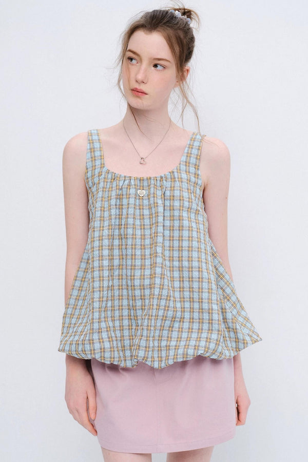 Summer Glow Plaid Bud Top