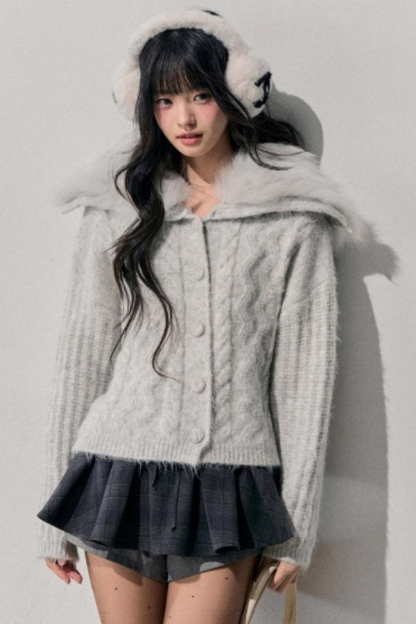 Fox Fur Knit Cardigan