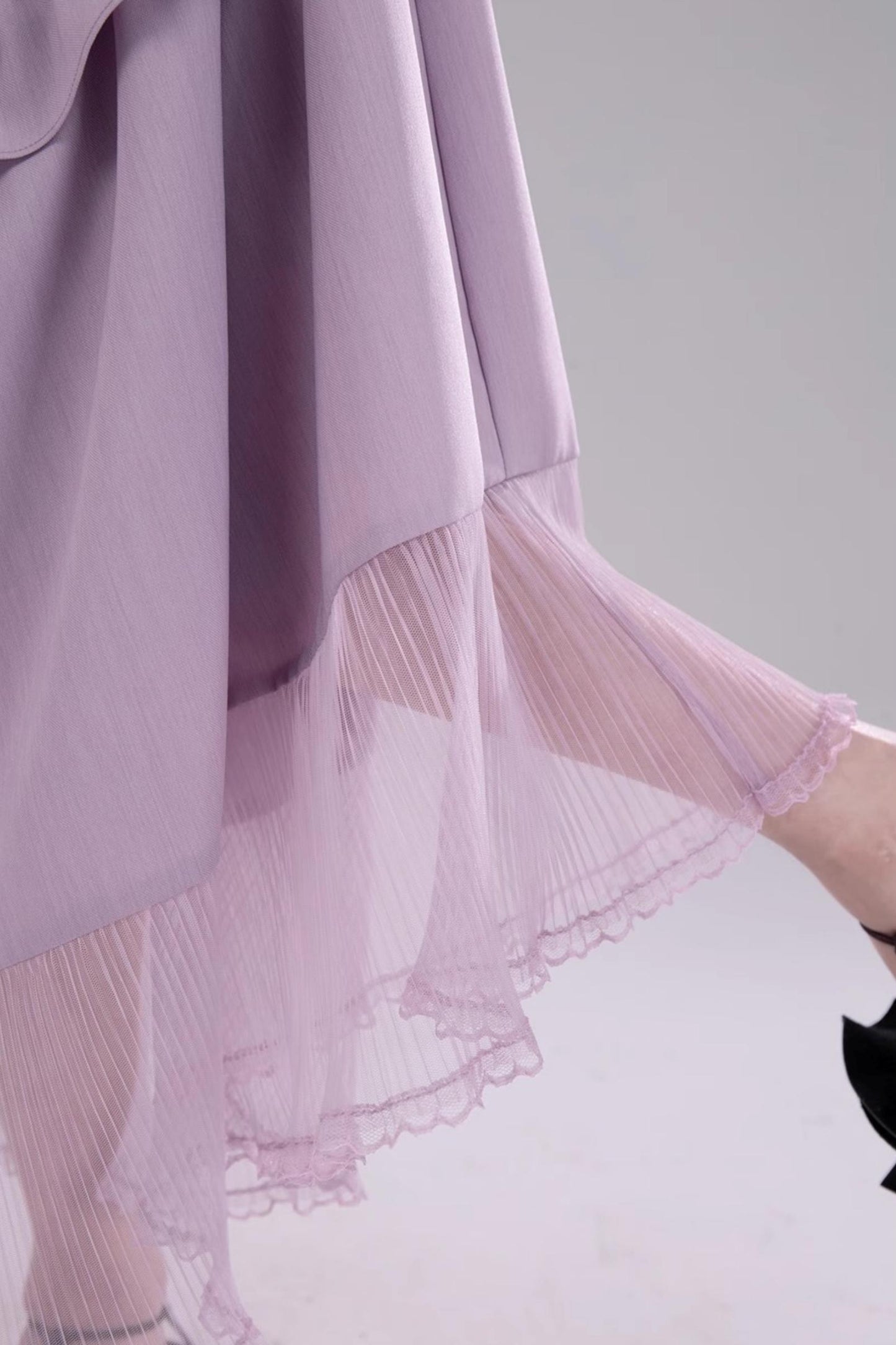 Purple Lace A-Line Skirt Top Set