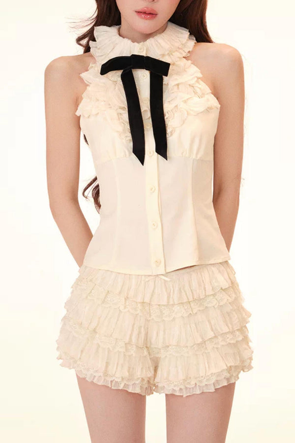 Conjunto Halter de Encaje Superpuesto