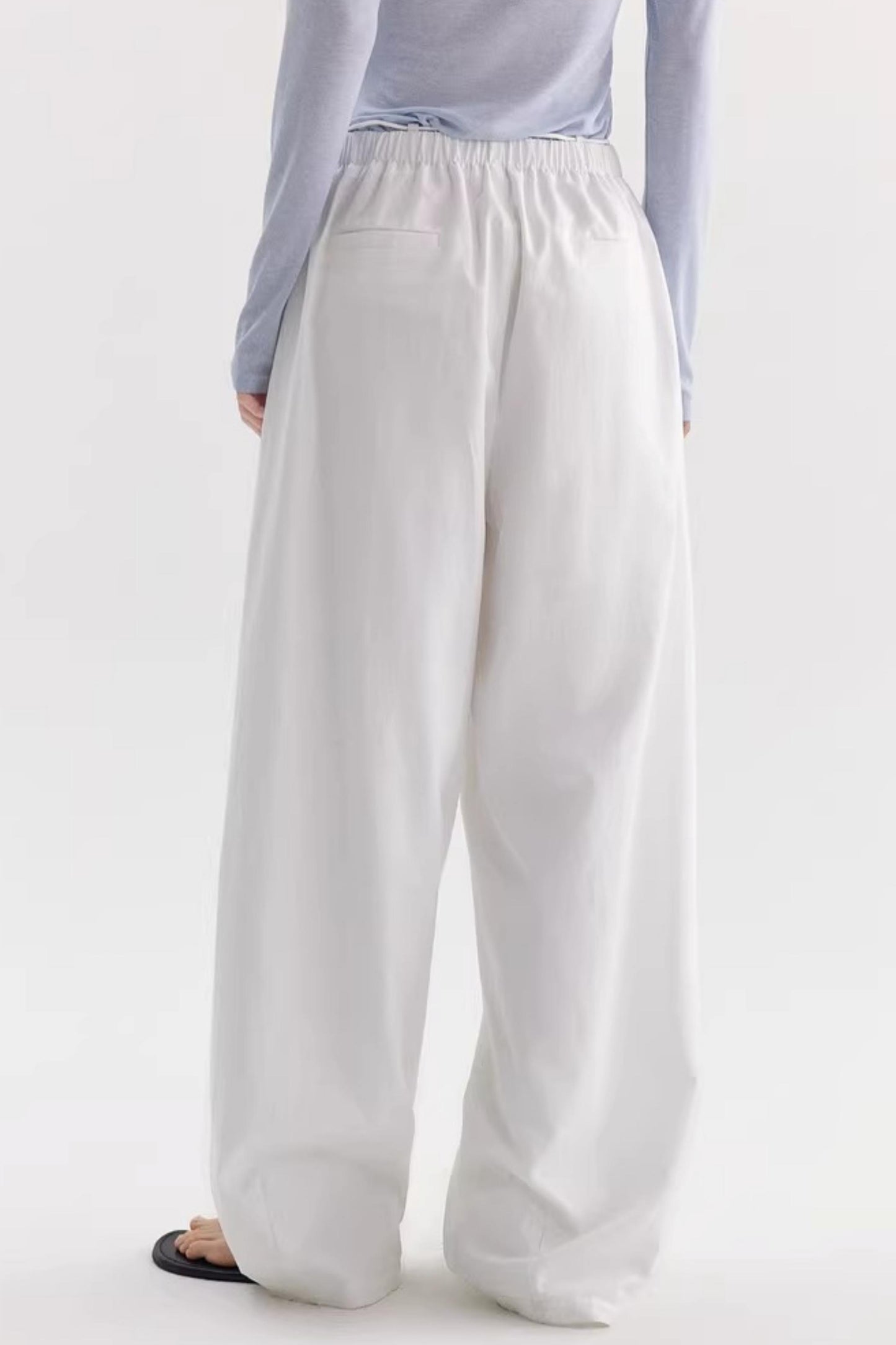 White Drapey Wide-Leg Pants