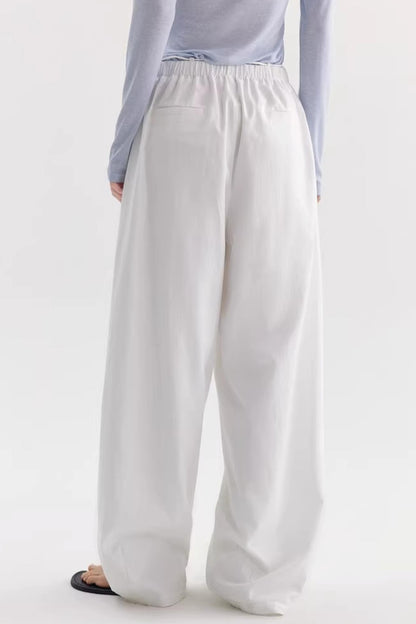 White Drapey Wide-Leg Pants