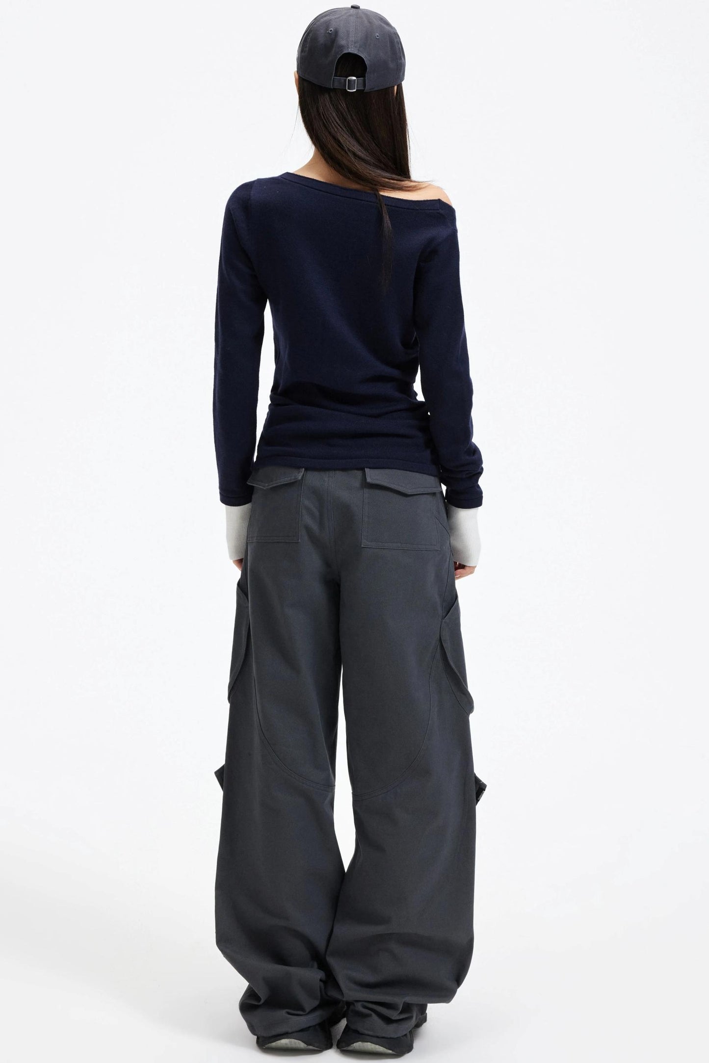 Color-Blocking Knit Off-Shoulder Sweater