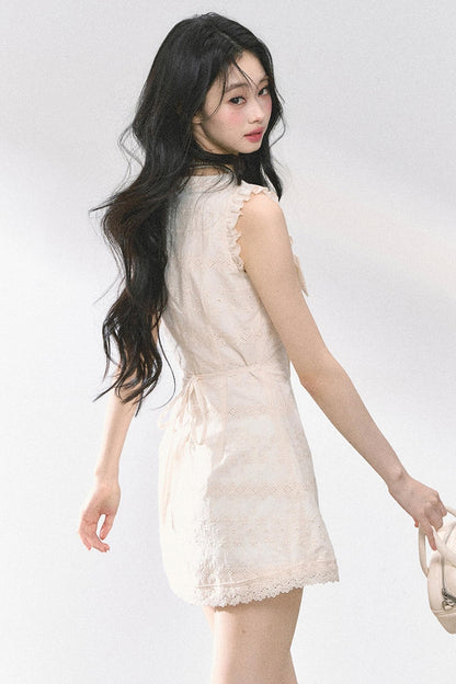 Summer Lace V-Neck Mini Dress