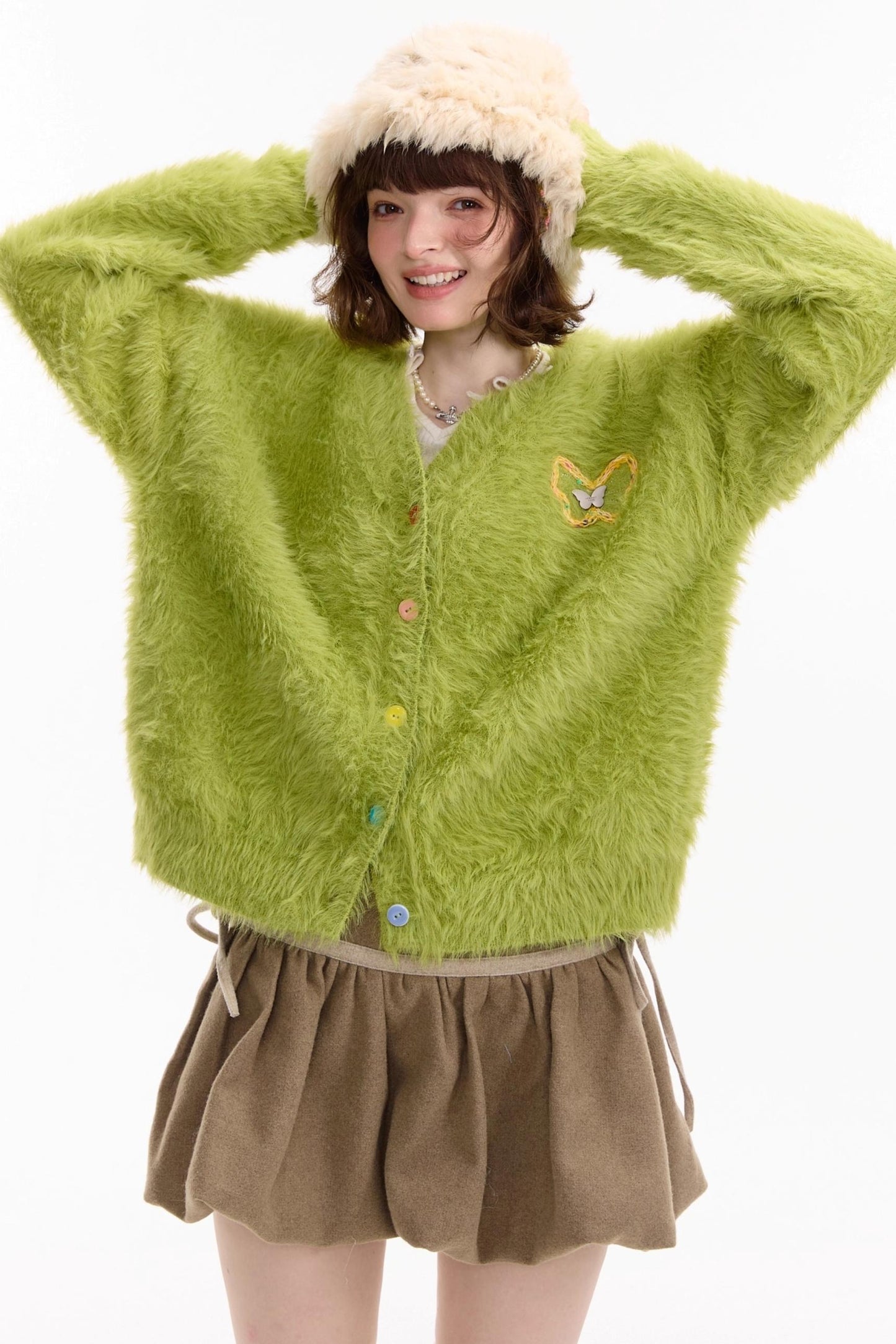 Lazy Butterfly Plush Cardigan