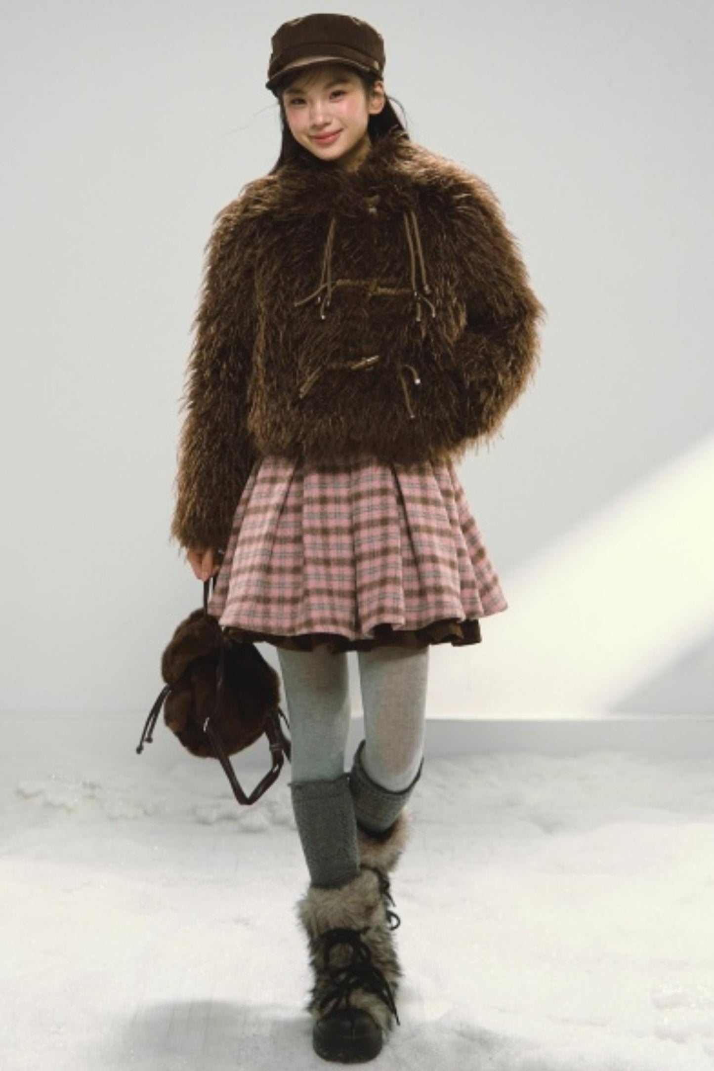 Plaid Retro Pleated Dress Set