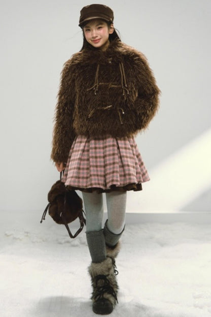 Plaid Retro Pleated Dress Set