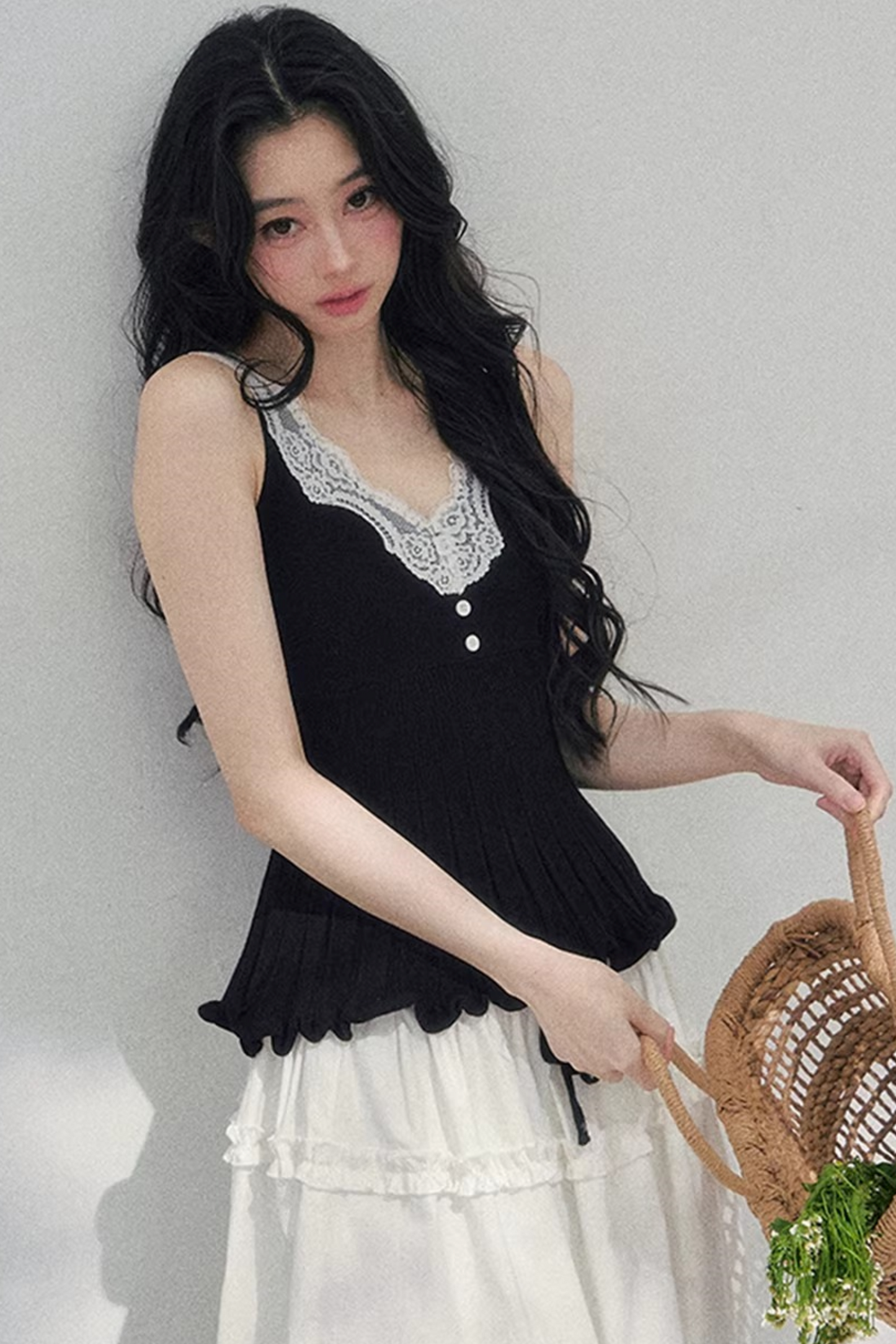 Lace Trim Camisole Cardigan Set-Up