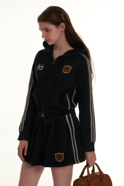 RETRO EMBROIDERED Medallion Hooded Jacket Set-UP