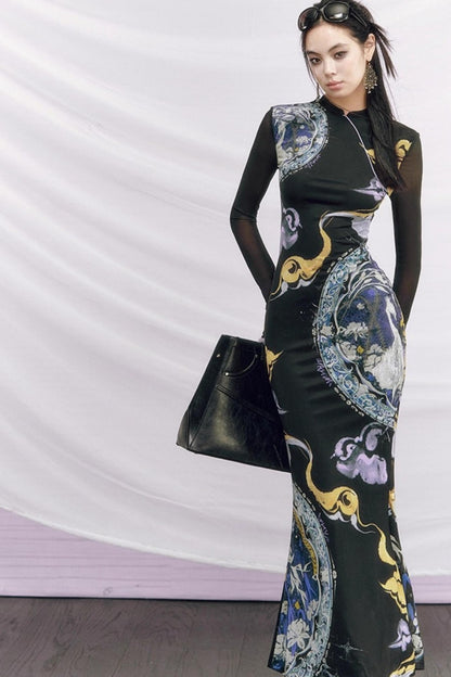 Hand-Painted Cheongsam Fishtail Dress