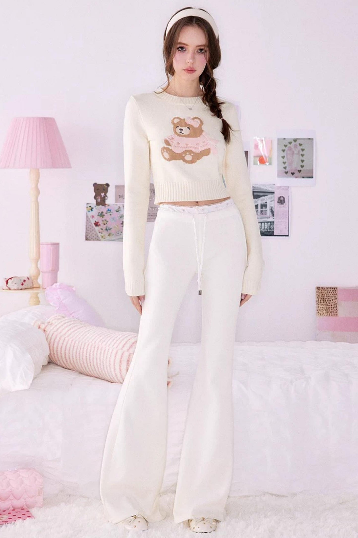 Bear Print Sweater Suspender Set-Up