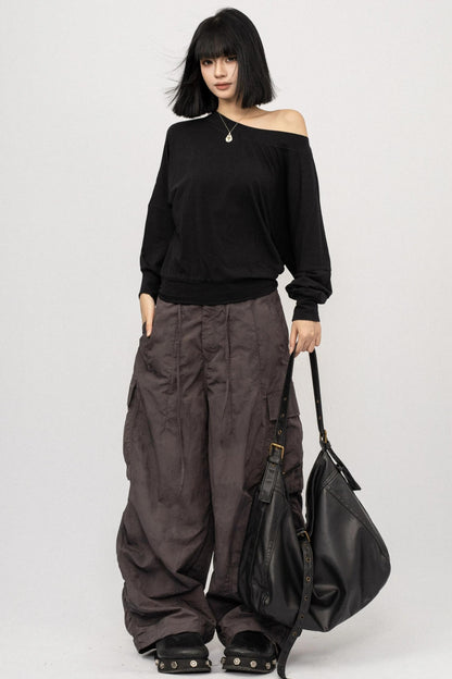 Autumn Off-Shoulder Long T-Shirt