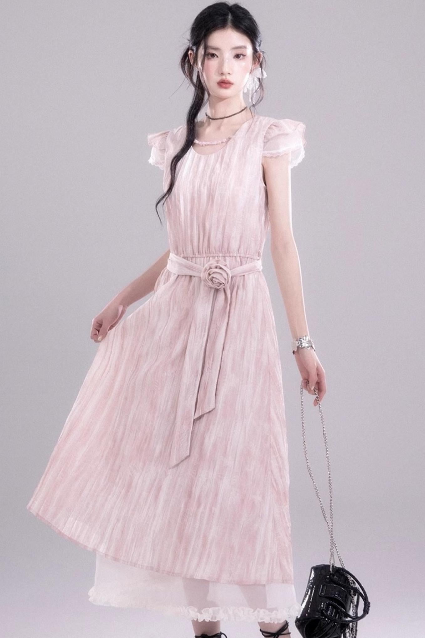 Pleat Detail Sleeve Dress