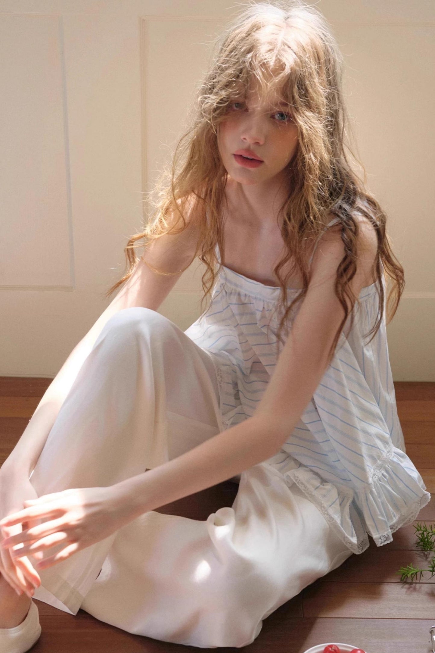 Lace-Trimmed Striped Cami