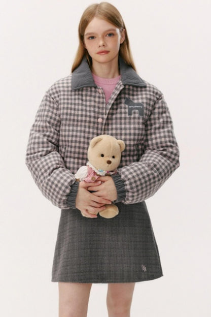 Contrast Plaid Bread Jacket