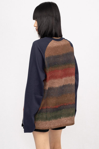 Contrast Stitching Long Sleeve T-Shirt