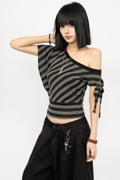 Spicy Striped Off-Shoulder Top