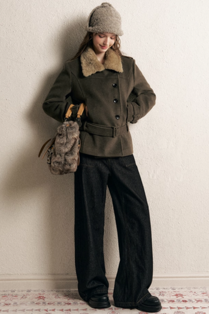 Coffee Green Woolen Coat