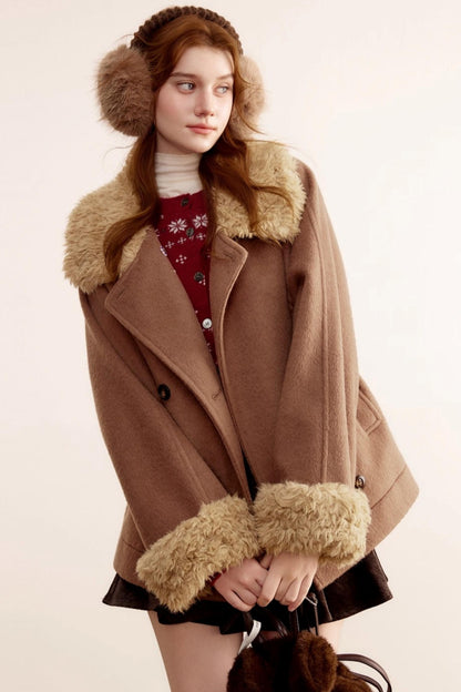 Fur Collar Woolen Coat