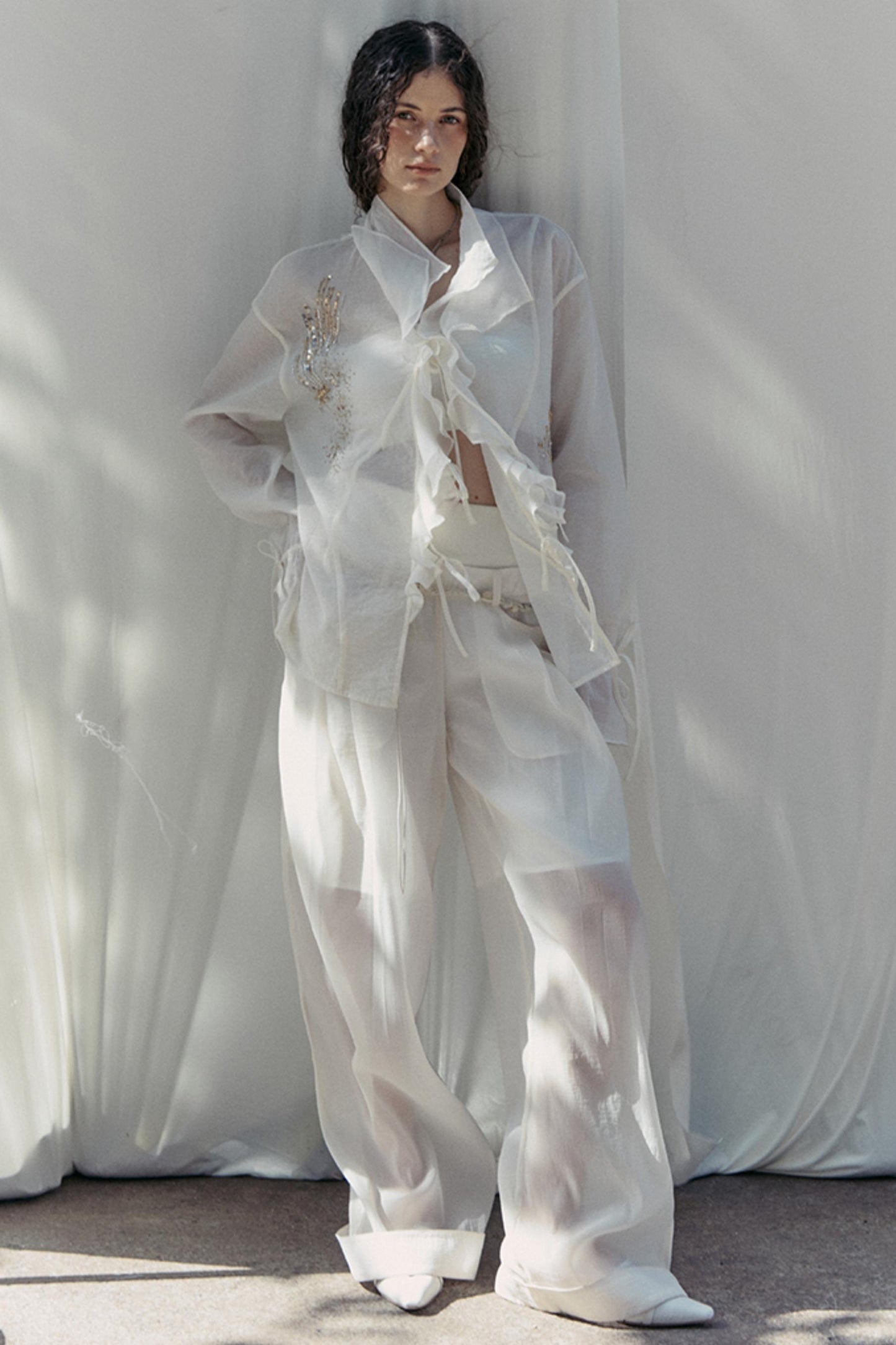 Handmade Beaded Wide Leg Pants