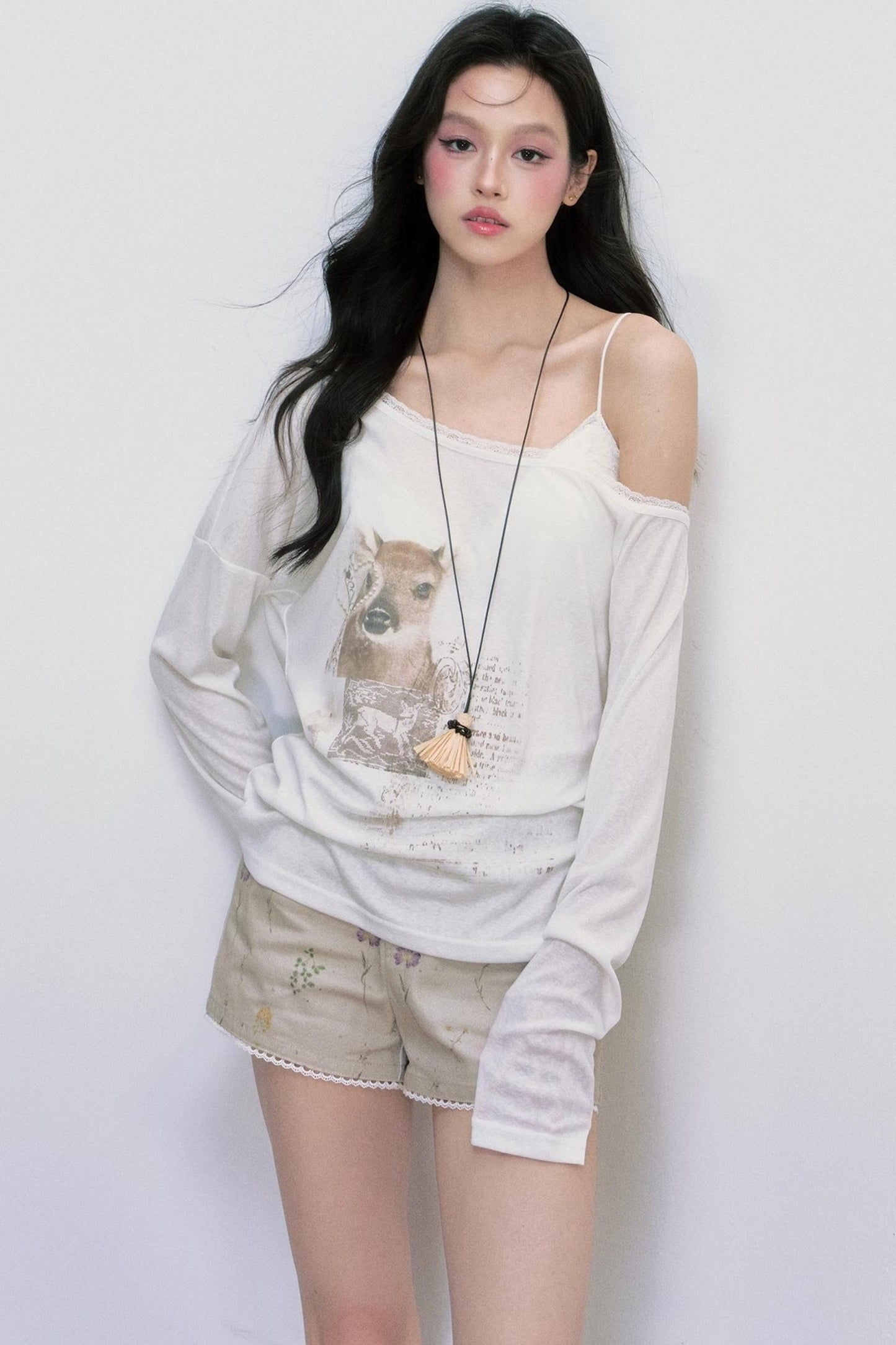 Sheer UV Protection One-Shoulder Top