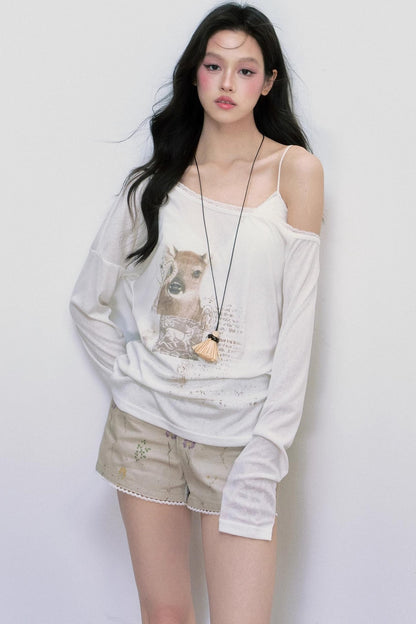 Sheer UV Protection One-Shoulder Top