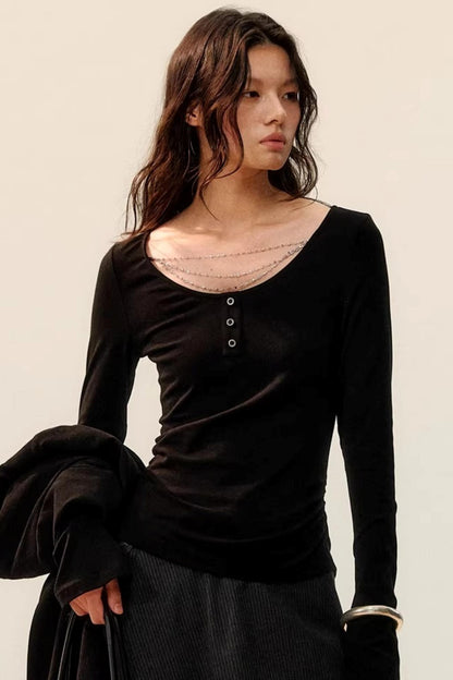 Silberketten-Slim-Fit-T-Shirt