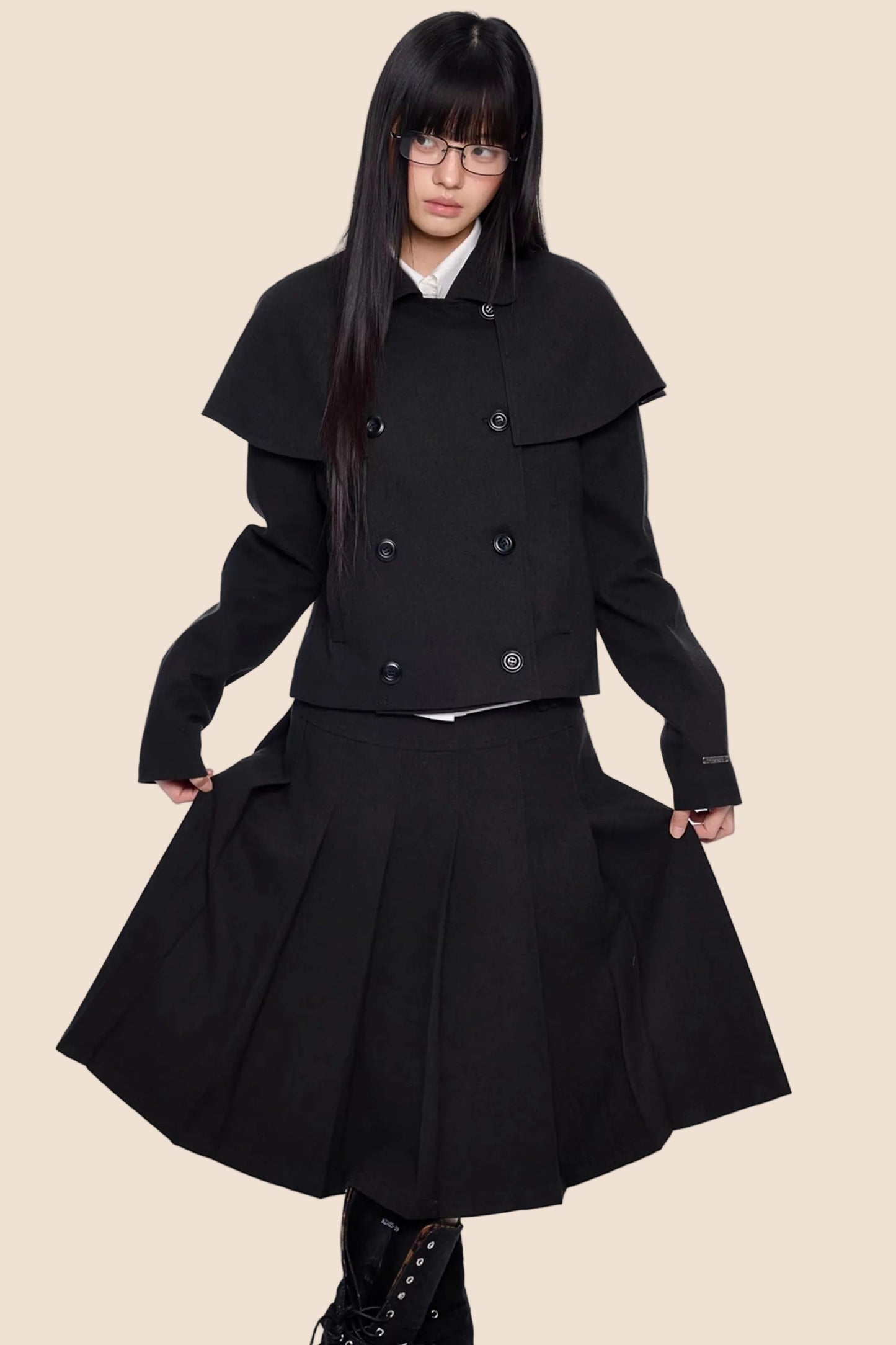 Doppelreihiger Cape-Mantel