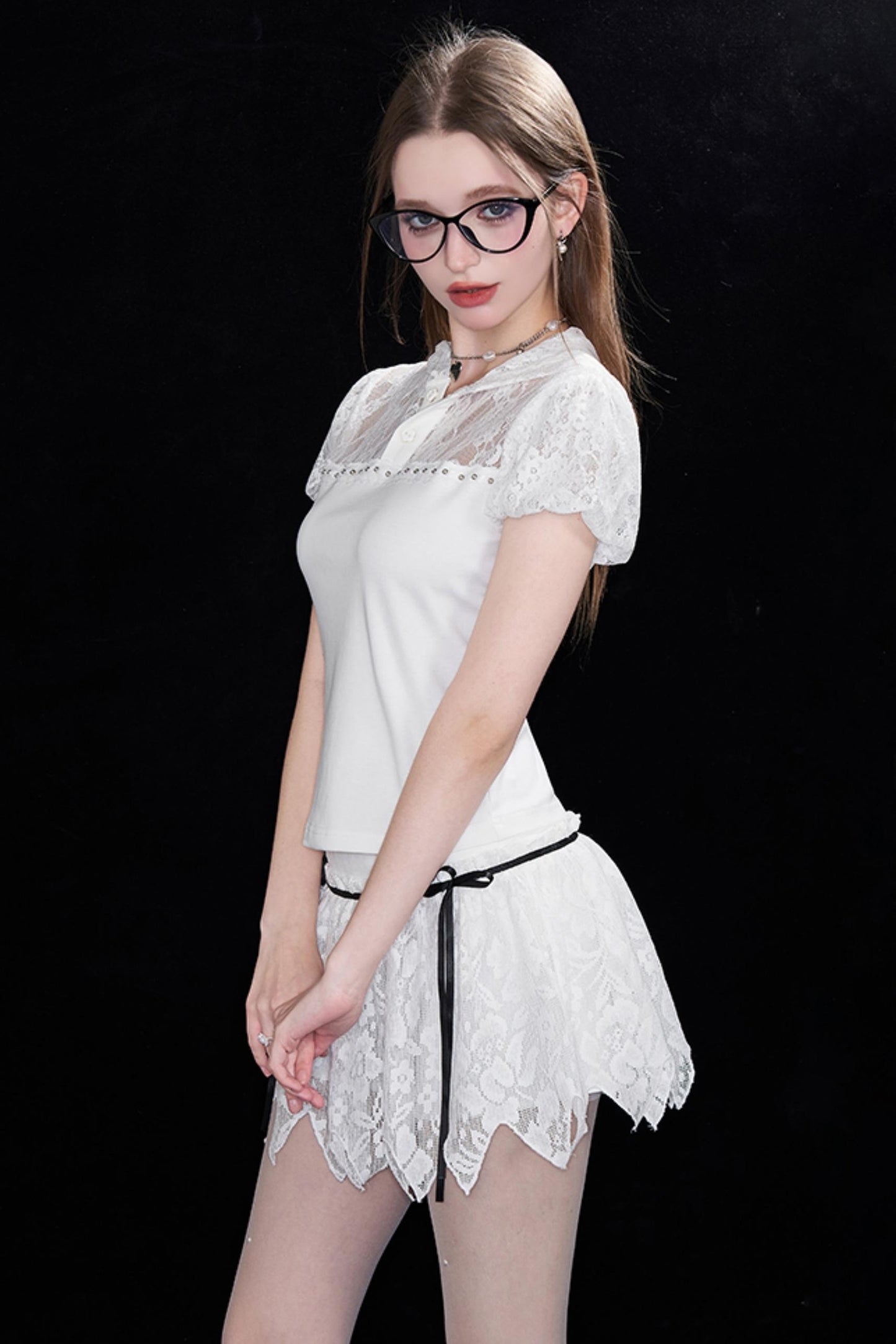 White Lace Bow Skirt