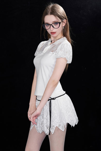 White Lace Bow Skirt