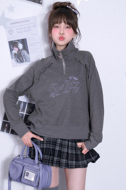 Loose Casual Waffle Long-Sleeve Top