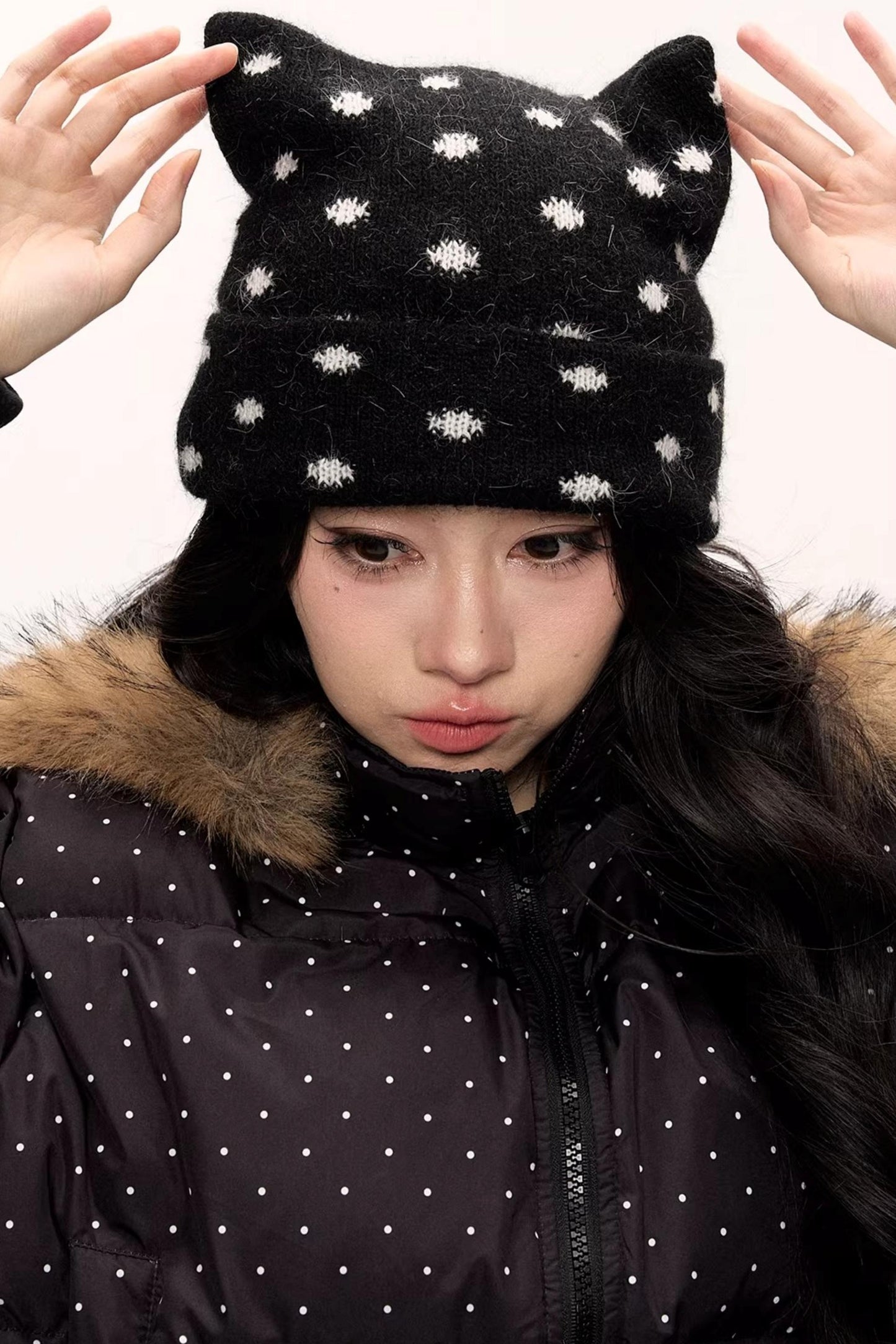 Rabbit Fur Cat Ear Hat