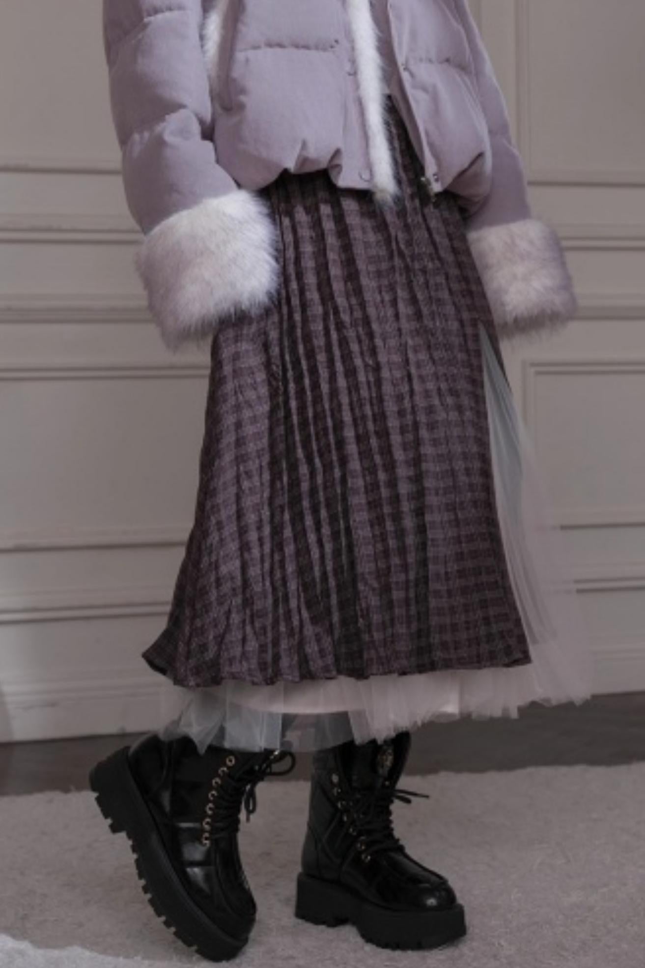 Romantic Plaid Umbrella Skirt