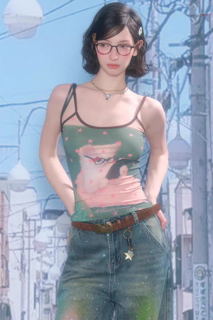 Polka Dot Cat Print Camisole