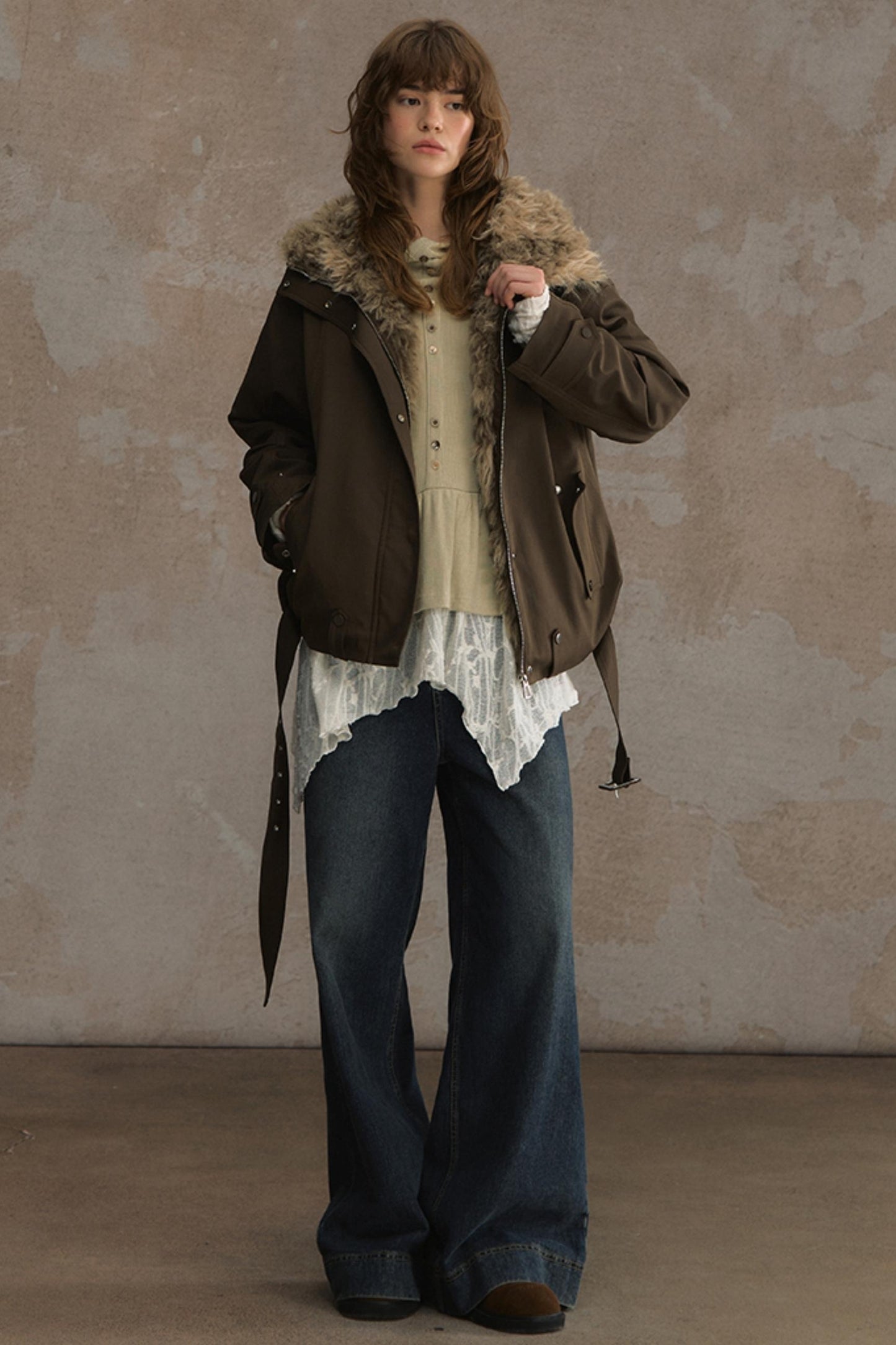 Time Traveler Fur Collar Jacket