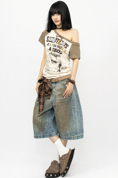 Distressed Denim Shorts