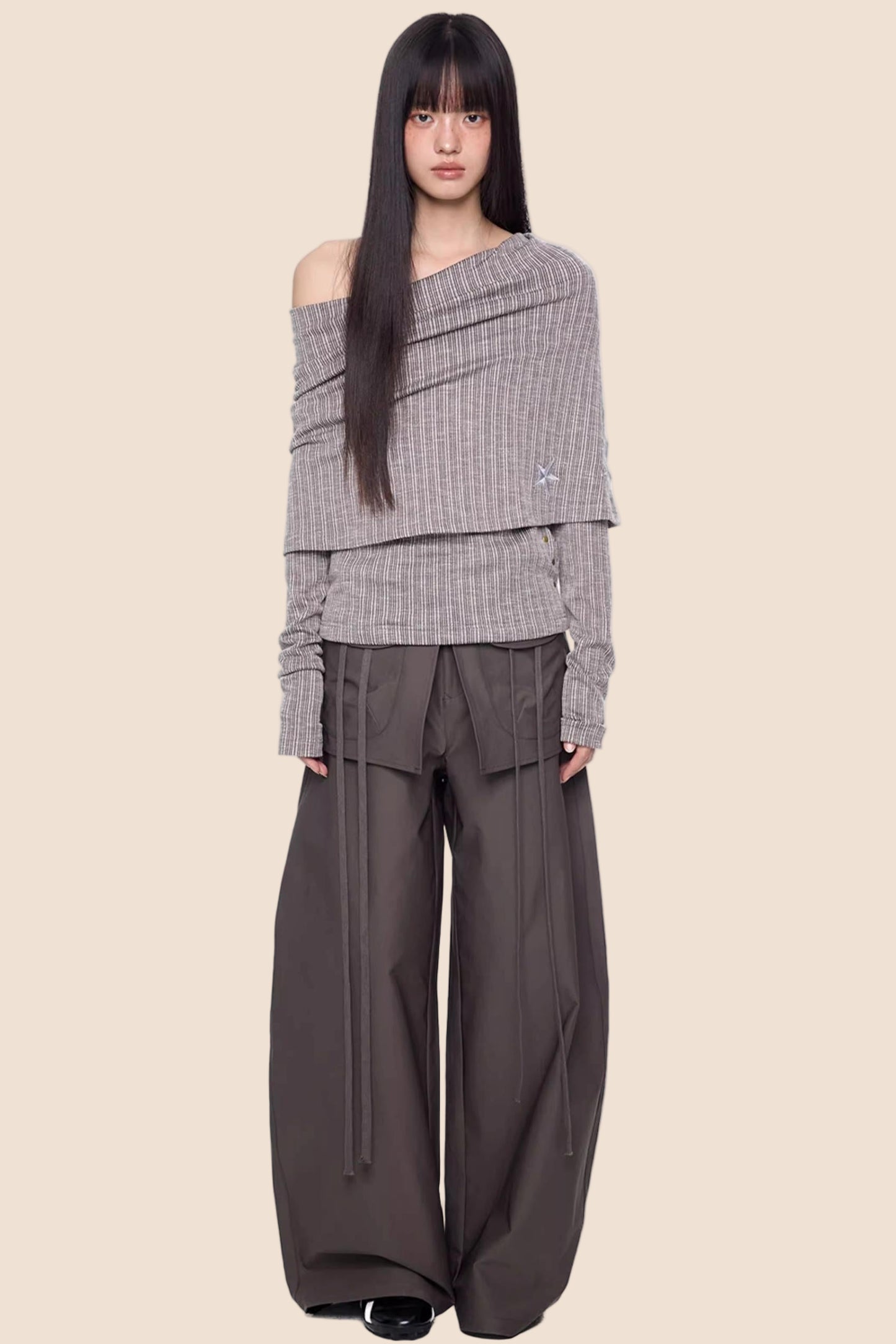 Patchwork Drapey Wide-Leg Pants