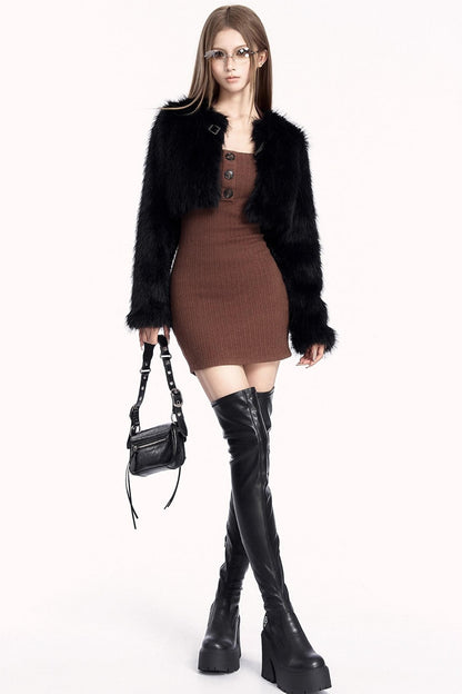 Retro Knit Bodycon Dress