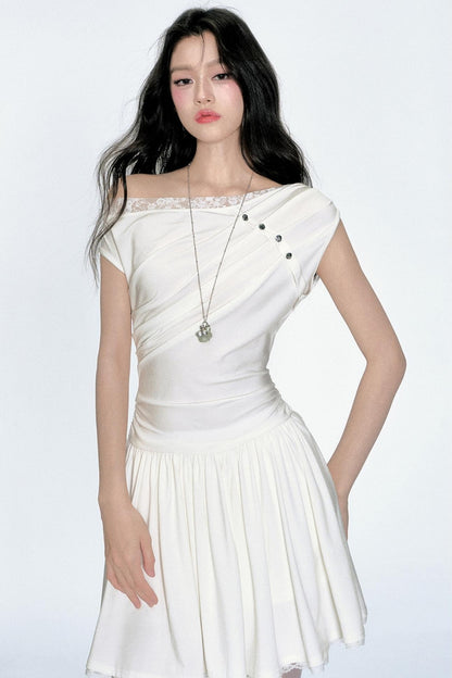 Lace Knit Asymmetric Dress